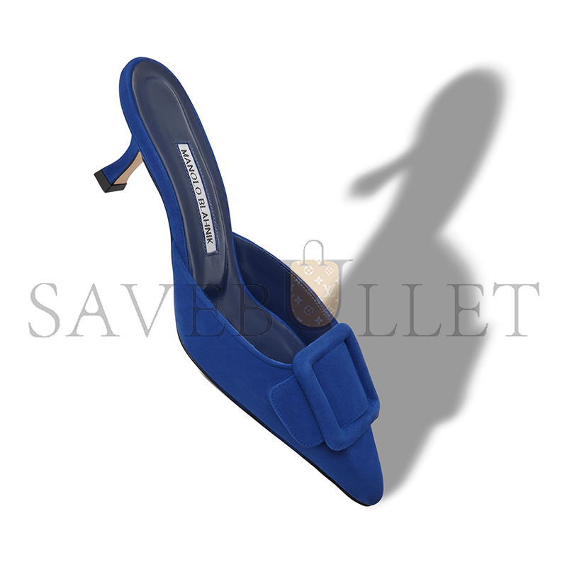man010 B1ahn*k maysale blue suede buckle detail mules 9xx-0246-0026