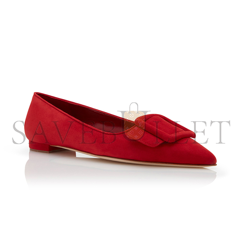 man010 B1ahn*k maysalepumpflat red suede buckle detail flat pumps 322-2402-0002