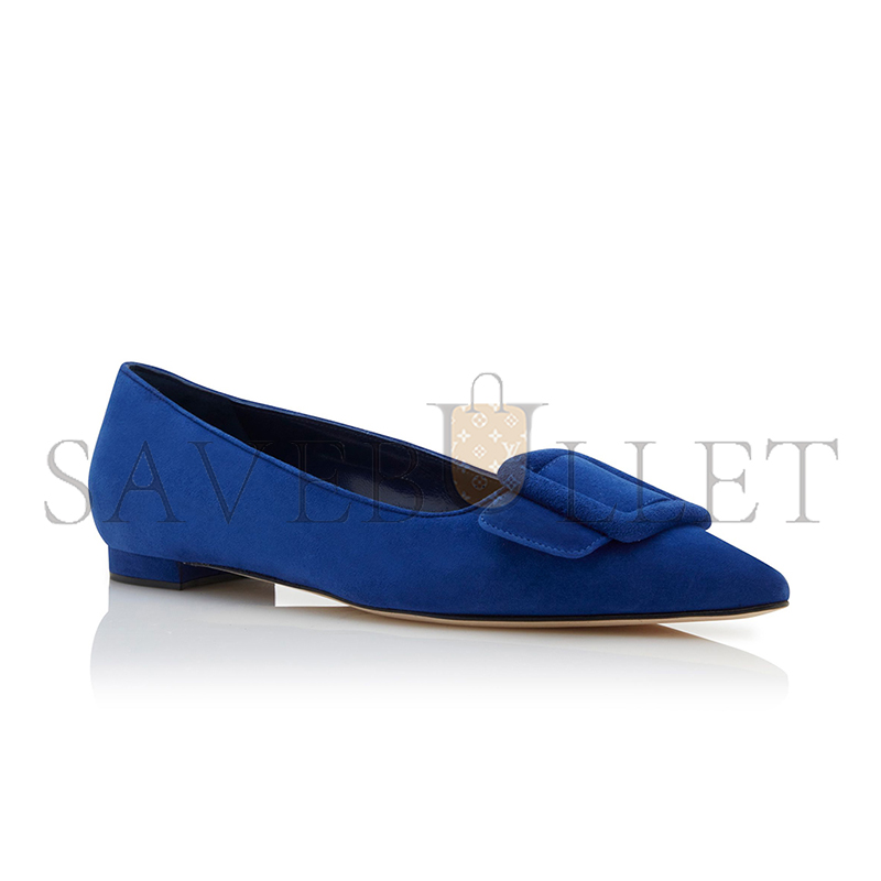 man010 B1ahn*k maysalepumpflat blue suede buckle detail flat pumps 322-2402-0031