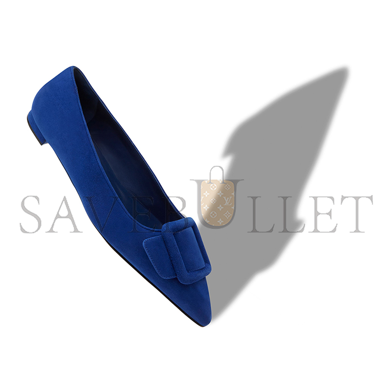 man010 B1ahn*k maysalepumpflat blue suede buckle detail flat pumps 322-2402-0031
