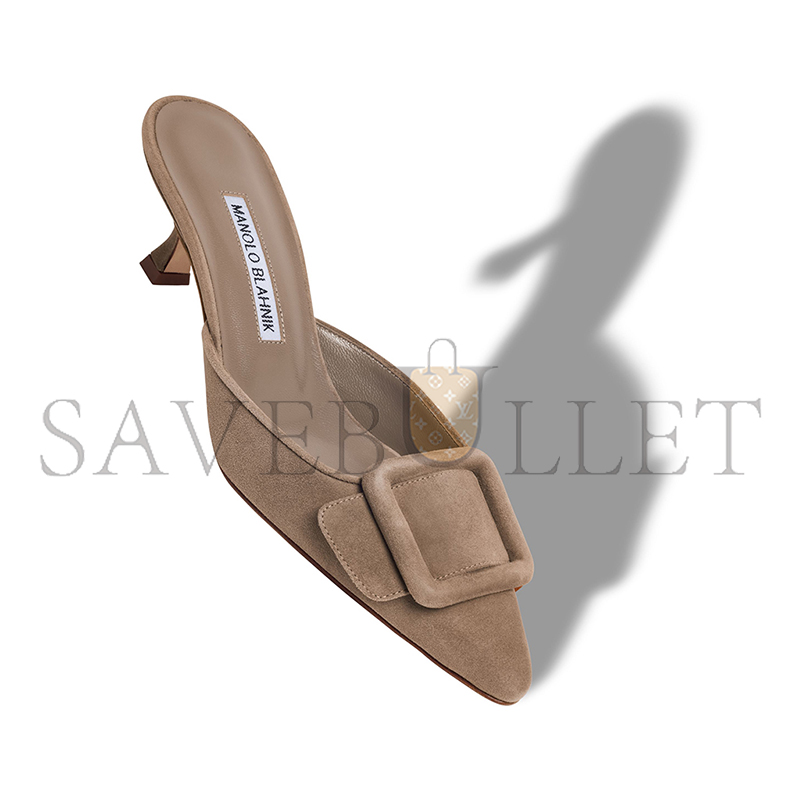 man010 B1ahn*k maysale light brown suede buckle detail mules 9xx-0246-0079