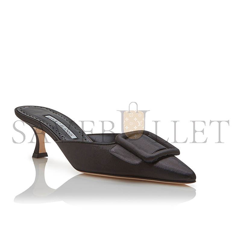 man010 B1ahn*k maysale black cotton buckle detail mules 125-2920-0002