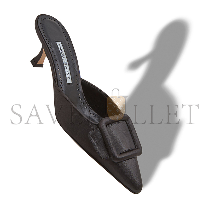 man010 B1ahn*k maysale black cotton buckle detail mules 125-2920-0002