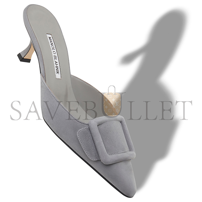 man010 B1ahn*k maysale grey suede buckle detail mules 9xx-0246-0068