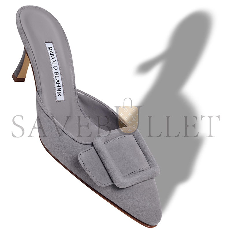 man010 B1ahn*k maysale 70 grey suede buckle detail mules 9xx-0247-0062