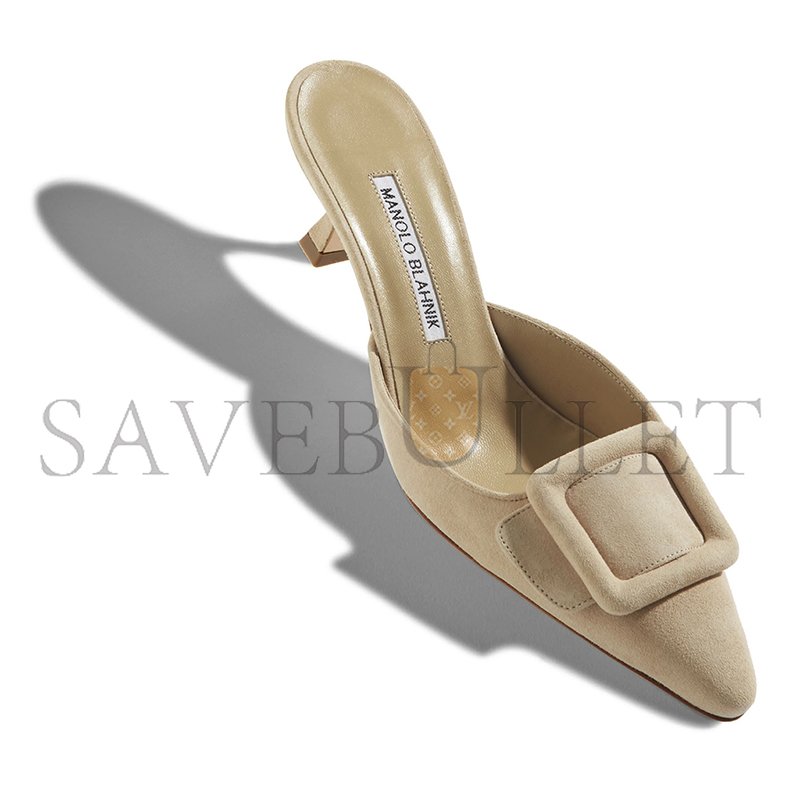 man010 B1ahn*k maysale beige suede kitten heel mules 9xx-0246-0009