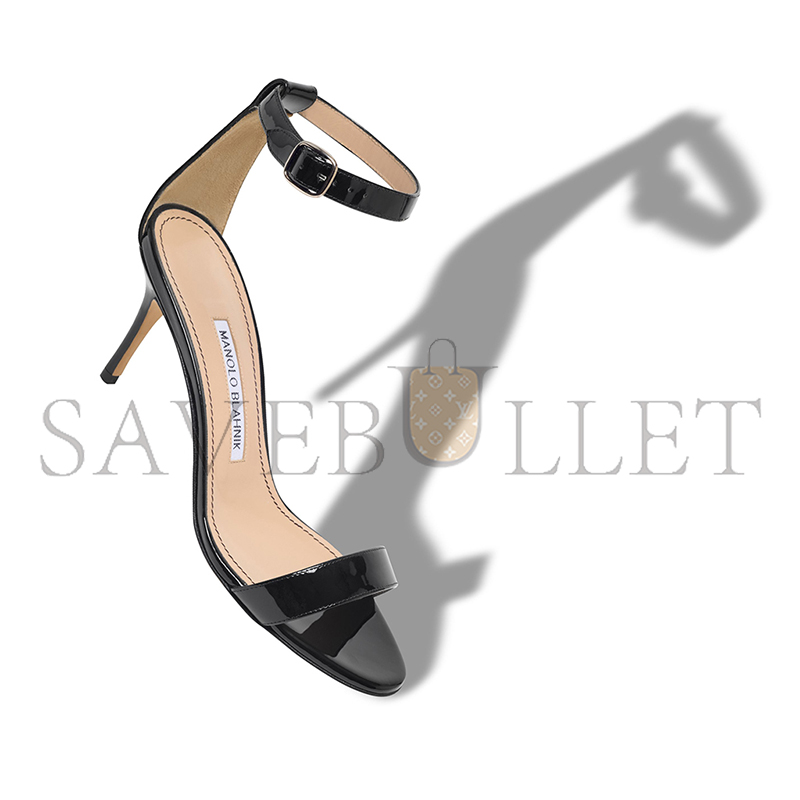man010 B1ahn*k chaos black patent leather ankle strap sandals 9xx-0753-0012