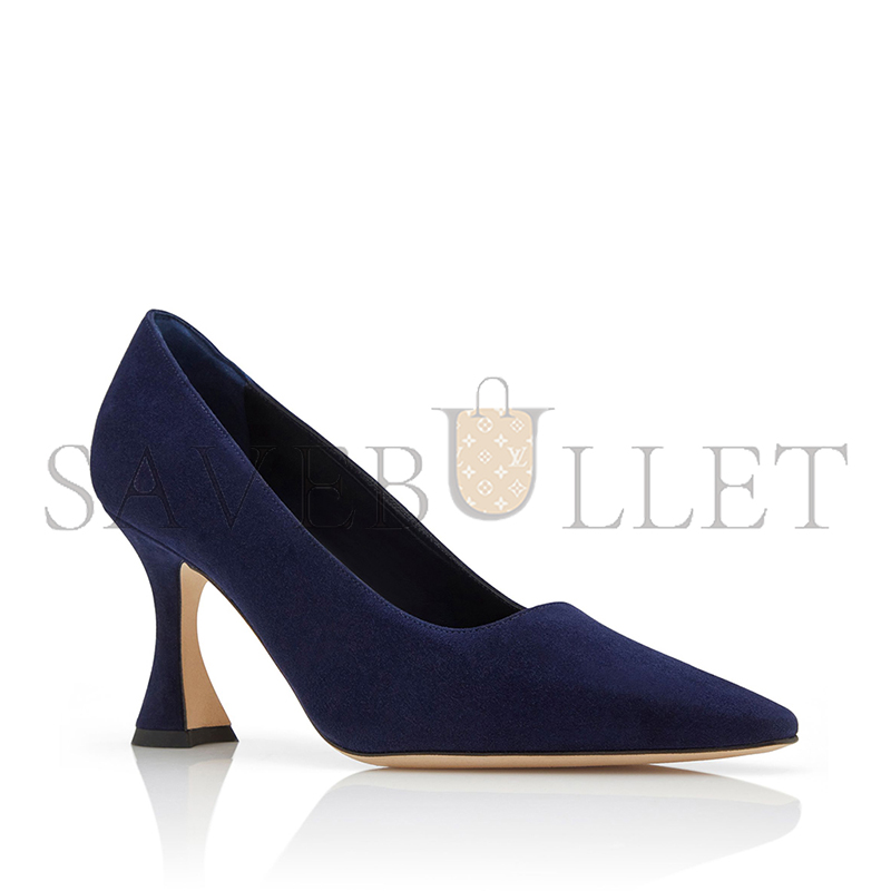 man010 B1ahn*k loumaj navy blue suede pointed toe pumps 424-1908-0008