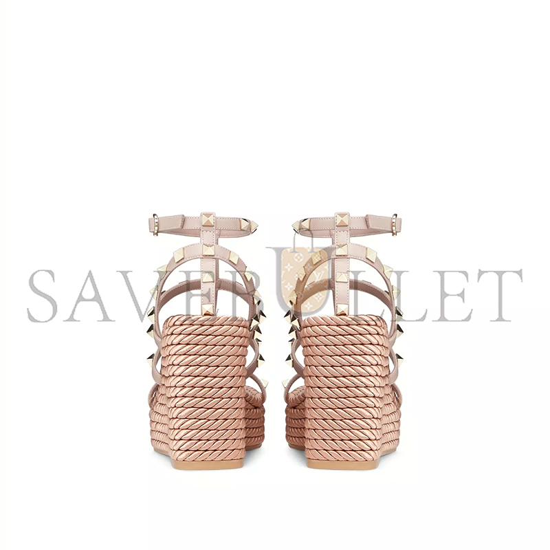 Va1e*ntin0 rockstud ankle strap wedge sandalin calfskin leather 95mm 5w2s0f95bae_p45