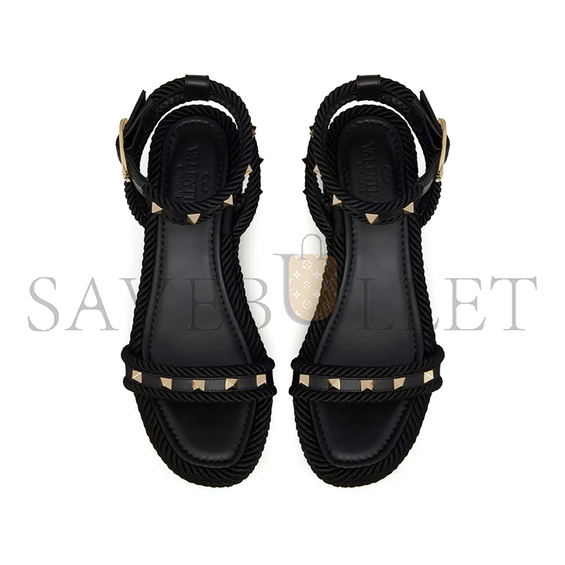 Va1e*ntin0 rockstud flatform sandal in calfskin 45mm 6w2s0gi3bae_0no