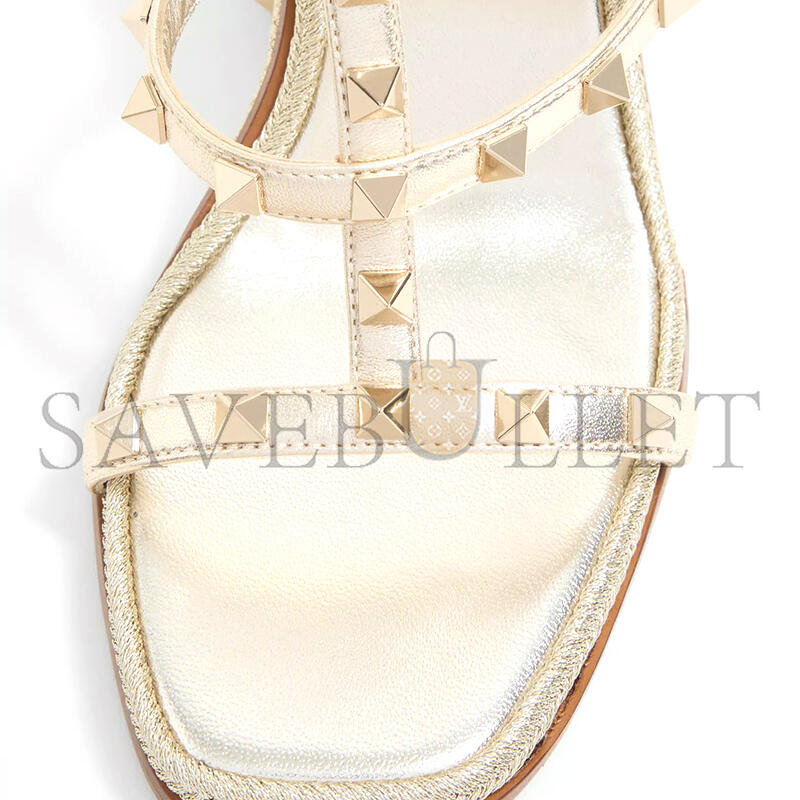 Va1e*ntin0 rockstud wedge sandal in laminated nappa with cornely embroidery 100mm 6w0s0ij7qiw_r16