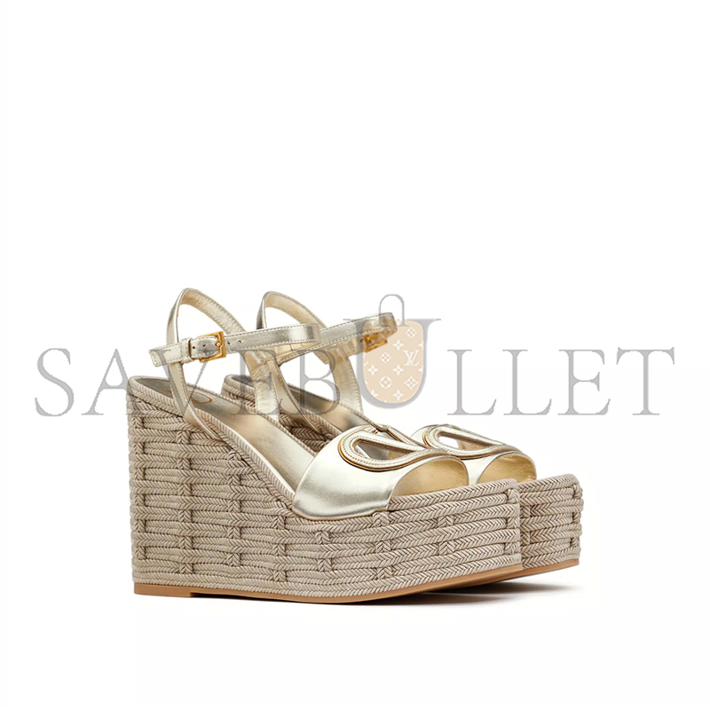 Va1e*ntin0 vlogo cut-out wedge sandal in laminated nappa leather 110mm 4w2s0ij6kpz_yh4