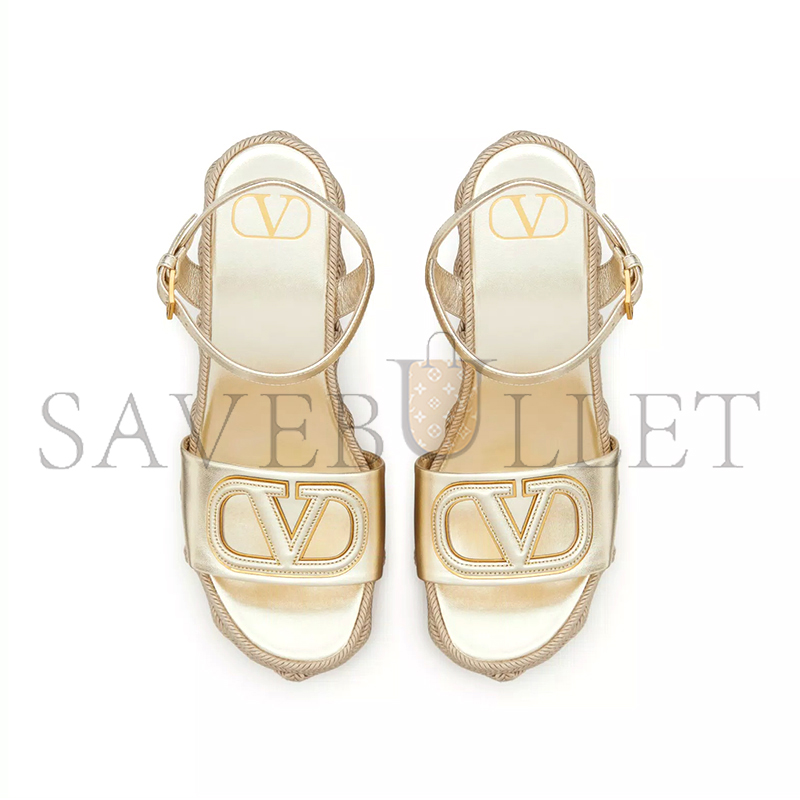 Va1e*ntin0 vlogo cut-out wedge sandal in laminated nappa leather 110mm 4w2s0ij6kpz_yh4