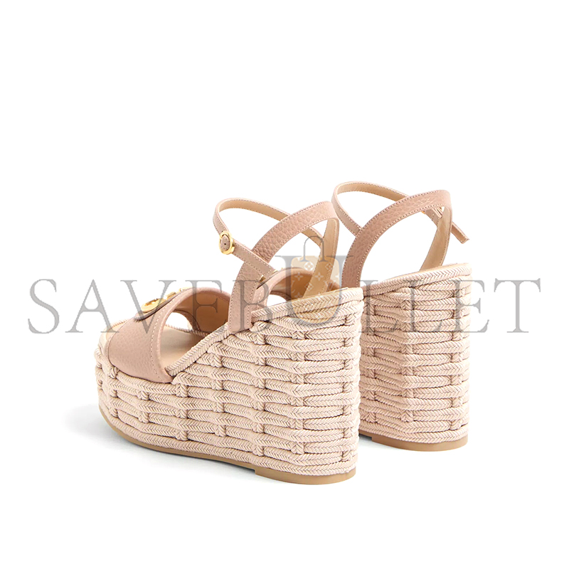 Va1e*ntin0 vlogo signature wedge sandal in grainy calfskin 120mm 6w0s0ly9dtw_gf9