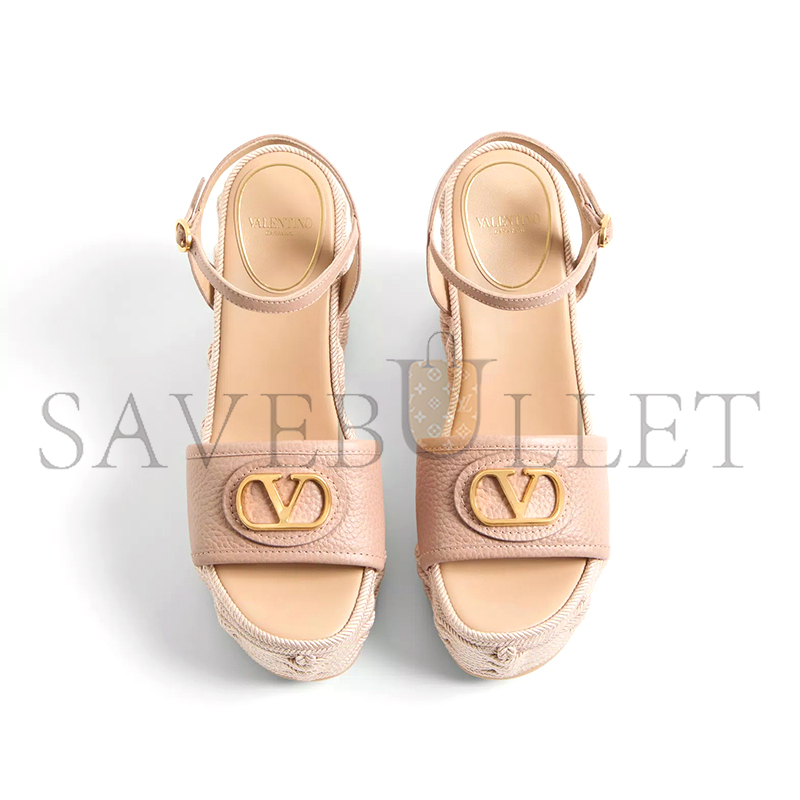 Va1e*ntin0 vlogo signature wedge sandal in grainy calfskin 120mm 6w0s0ly9dtw_gf9