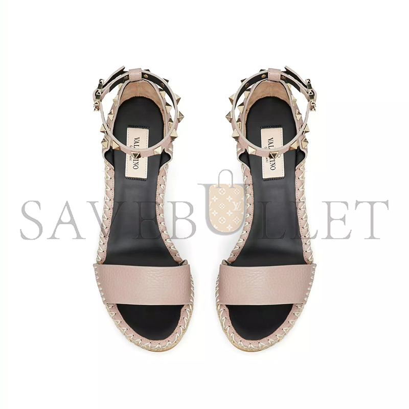 Va1e*ntin0 double rockstud grainy calfskin wedge sandal 105mm 5w2s0090vto_p98