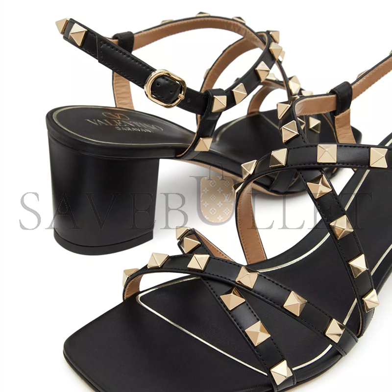 Va1e*ntin0 rockstud calfskin sandal with straps 60mm 5w2s0hr7vod_0no
