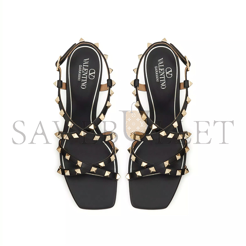 Va1e*ntin0 rockstud calfskin sandal with straps 60mm 5w2s0hr7vod_0no
