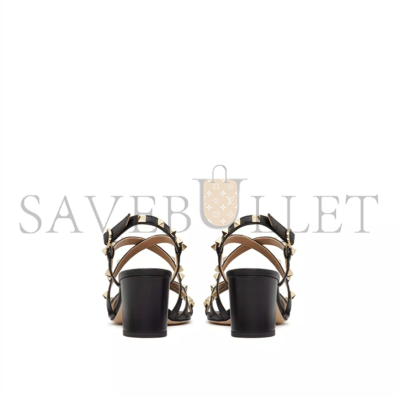 Va1e*ntin0 rockstud calfskin sandal with straps 60mm 5w2s0hr7vod_0no