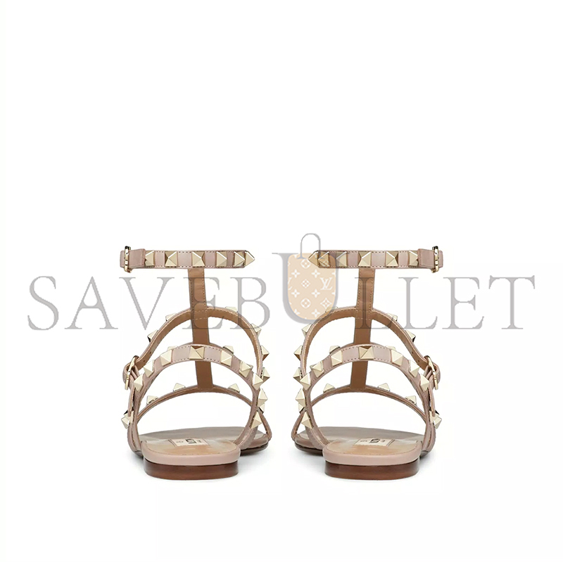 Va1e*ntin0 rockstud flat calfskin sandal with straps 5w2s0a05vod_p45