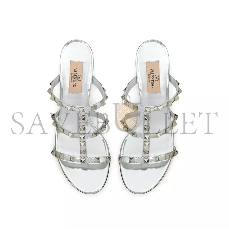 Va1e*ntin0 rockstud mirror-effect slide sandal 60mm 3w2s0c47wrp_s13