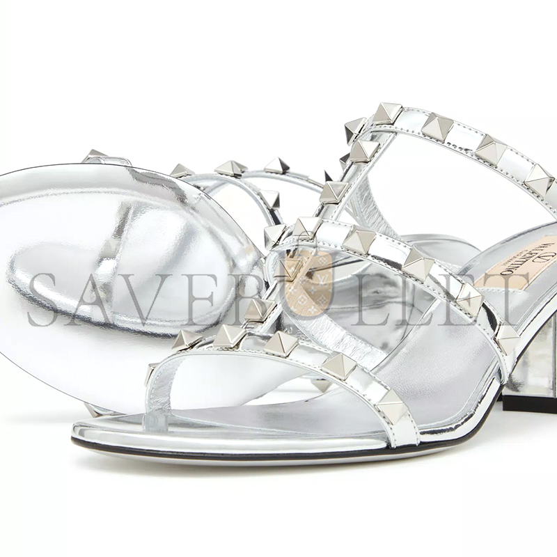 Va1e*ntin0 rockstud mirror-effect slide sandal 60mm 3w2s0c47wrp_s13