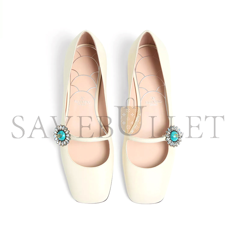 Va1e*ntin0 mary-jane preshoes ballerina in kidskin with jewel button 20mm 6w2s0ll7dhs_9tk