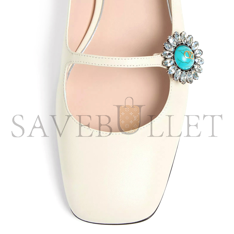 Va1e*ntin0 mary-jane preshoes ballerina in kidskin with jewel button 20mm 6w2s0ll7dhs_9tk