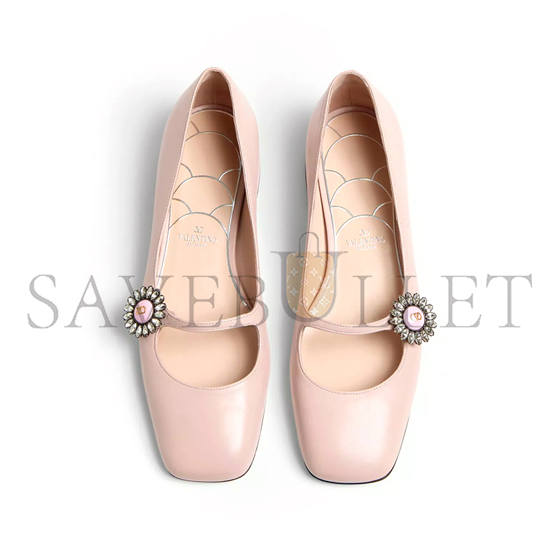 Va1e*ntin0 mary-jane preshoes ballerina in kidskin with jewel button 20mm 6w2s0ll7dhs_d3y
