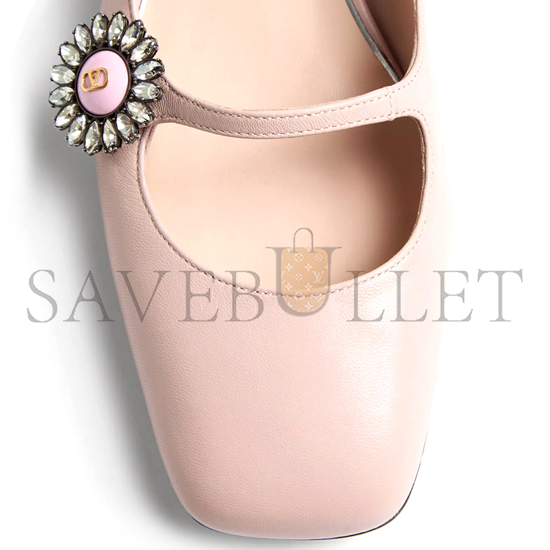 Va1e*ntin0 mary-jane preshoes ballerina in kidskin with jewel button 20mm 6w2s0ll7dhs_d3y