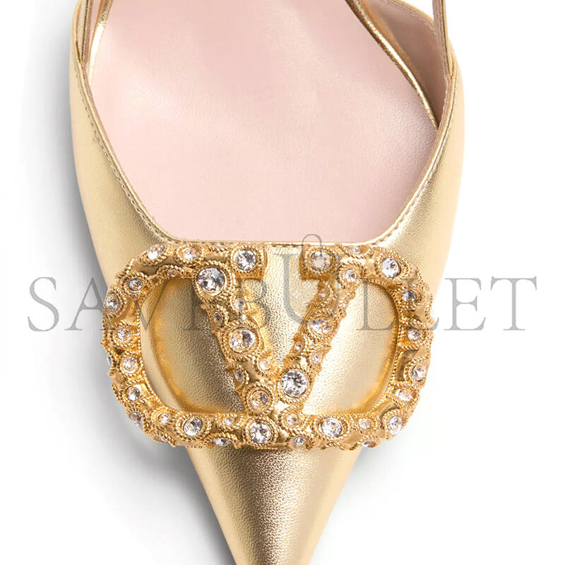 Va1e*ntin0 vlogo signature slingback pump in laminated nappa leather 80mm 6w2s0r01luy_9mr