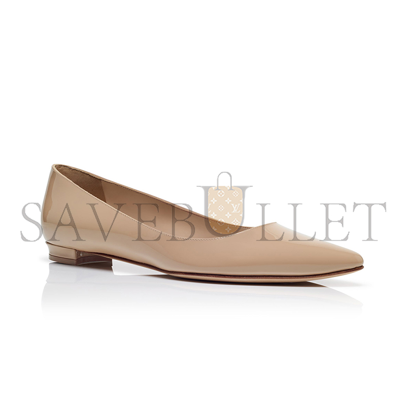man010 B1ahn*k bbflat light beige patent leather pointed toe flat pumps 9xx-0545-0010