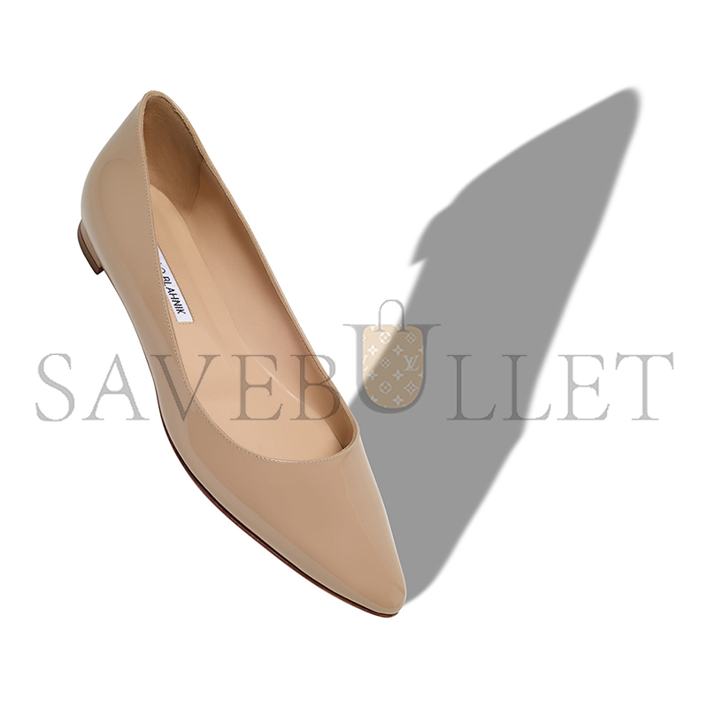man010 B1ahn*k bbflat light beige patent leather pointed toe flat pumps 9xx-0545-0010