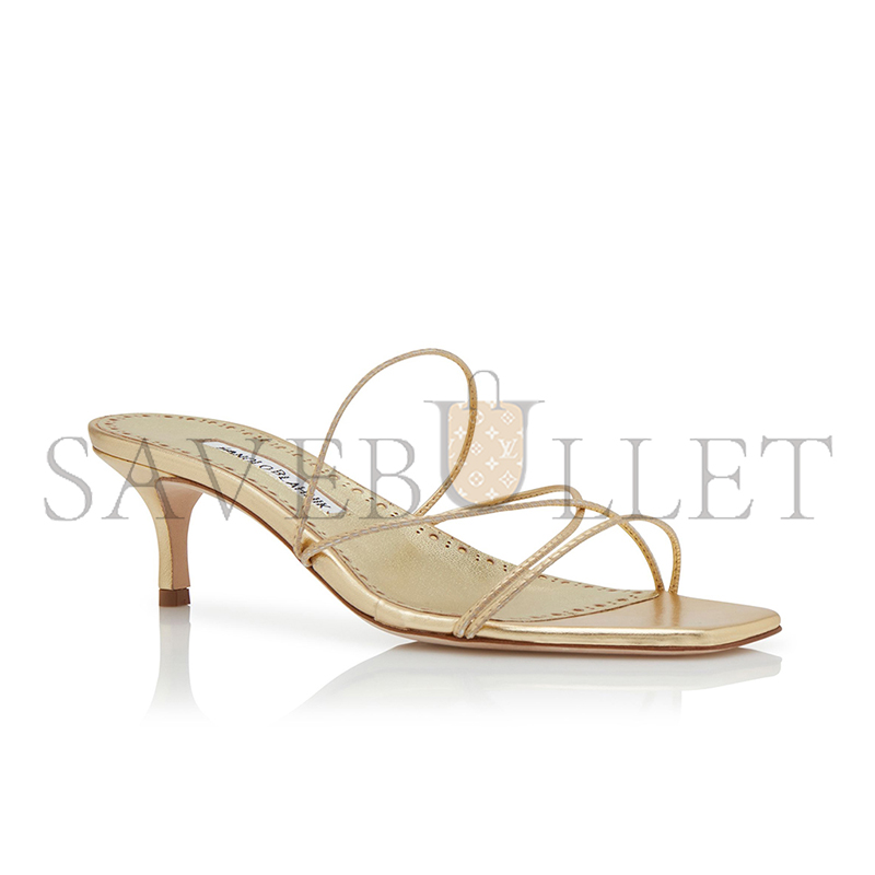 man010 B1ahn*k ninfemu gold nappa leather open toe mules 224-1685-0001