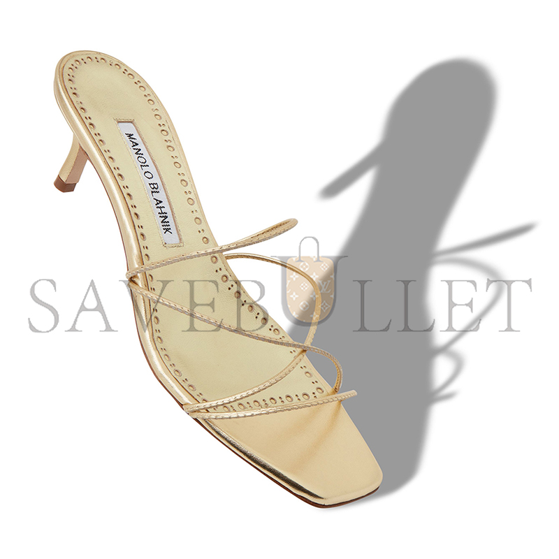 man010 B1ahn*k ninfemu gold nappa leather open toe mules 224-1685-0001