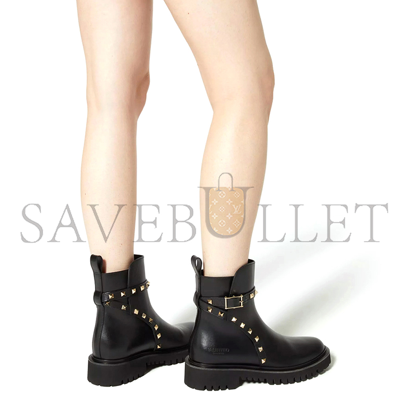 Va1e*ntin0 rockstud calfskin ankle boot 40mm 3w0s0hy8awe_0no