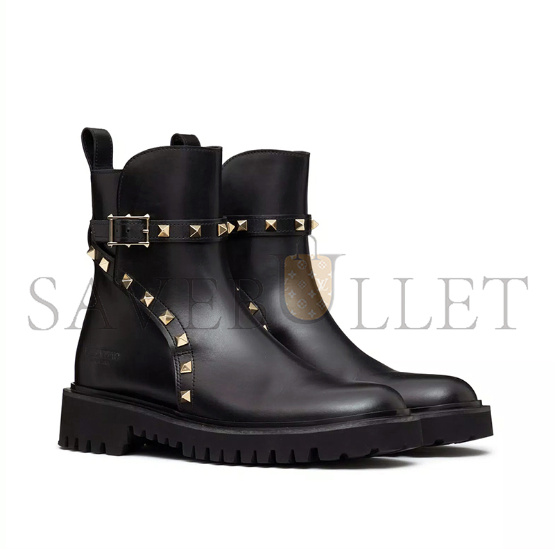 Va1e*ntin0 rockstud calfskin ankle boot 40mm 3w0s0hy8awe_0no