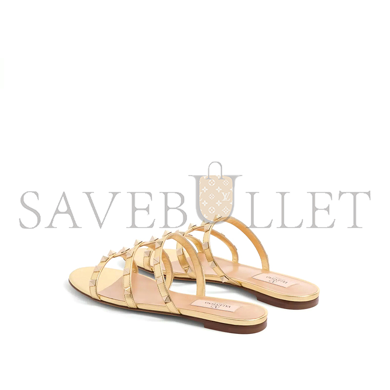 Va1e*ntin0 rockstud laminated nappa slide sandal 6w2s0c49qkh_i8m