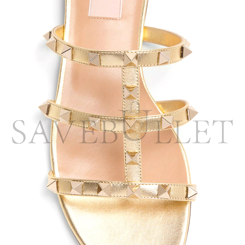 Va1e*ntin0 rockstud laminated nappa slide sandal 6w2s0c49qkh_i8m