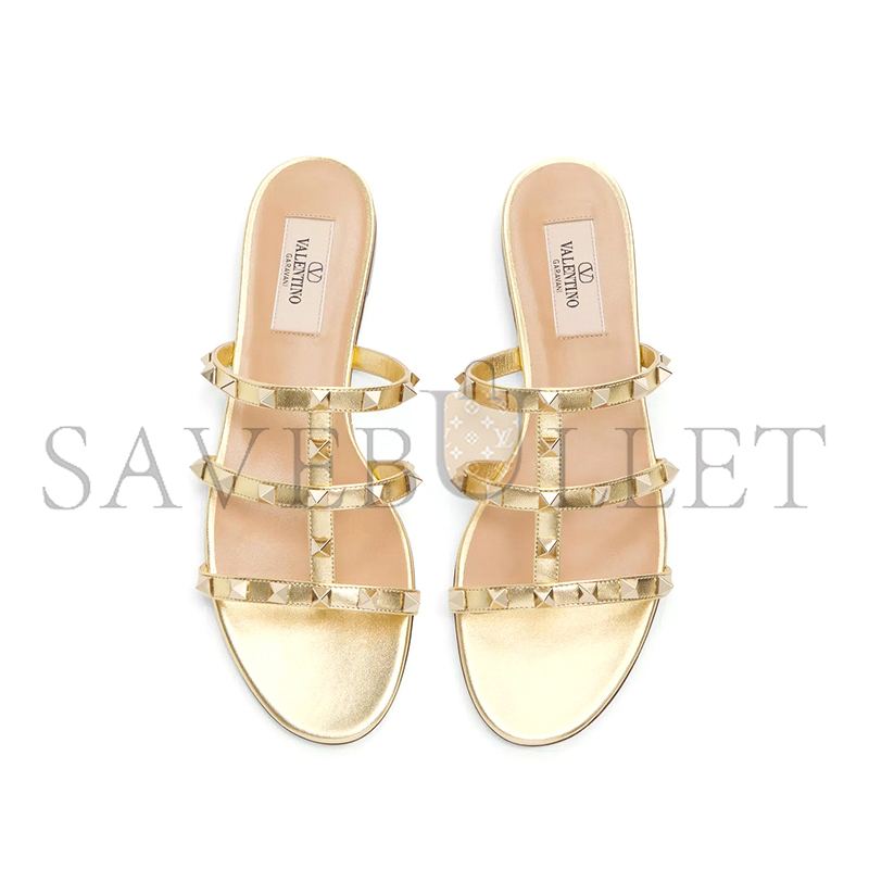 Va1e*ntin0 rockstud laminated nappa slide sandal 6w2s0c49qkh_i8m