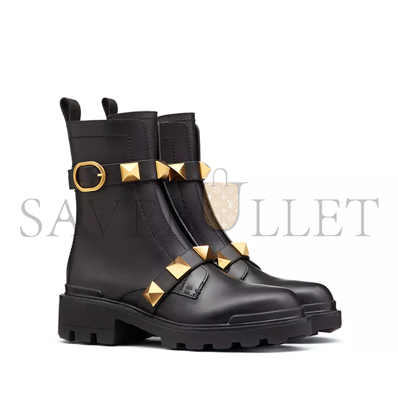 Va1e*ntin0 roman stud calfskin combat boot 40mm ww2s0cj3nkd_0no