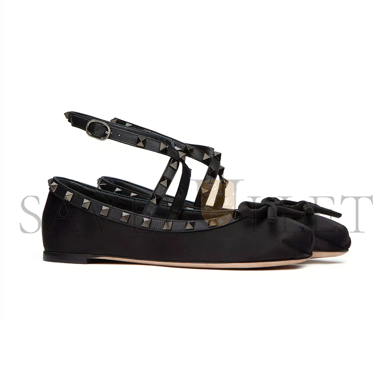 Va1e*ntin0 rockstud satin ballerina with tone-on-tone studs 5w2s0hb6eql_0no