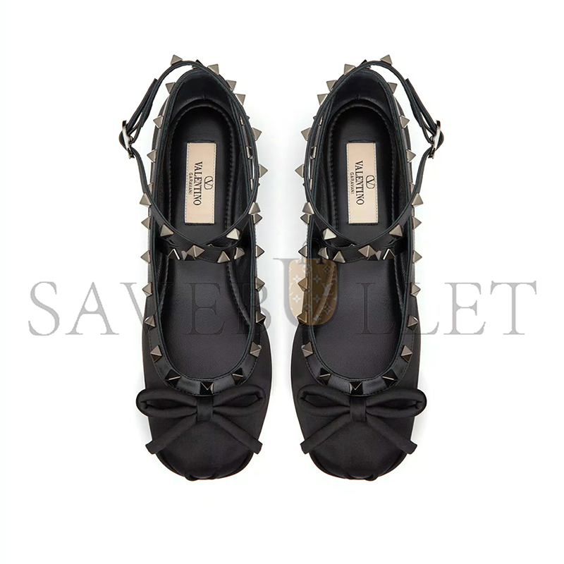 Va1e*ntin0 rockstud satin ballerina with tone-on-tone studs 5w2s0hb6eql_0no