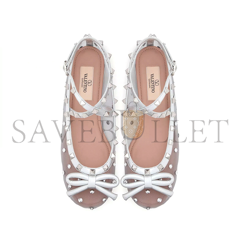 Va1e*ntin0 rockstud mesh ballerina with crystals 5w2s0hb6uqx_ksp