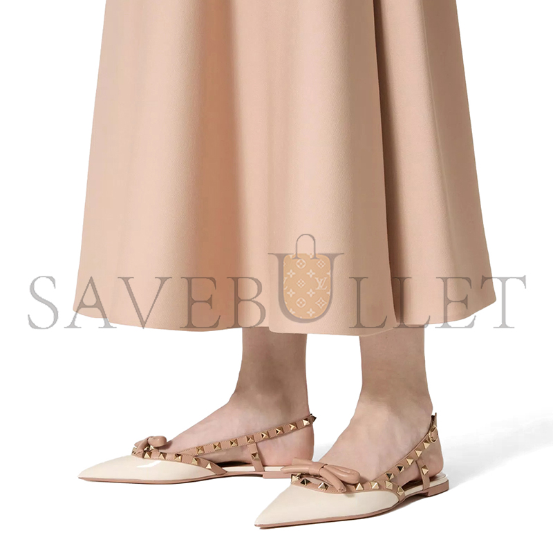 Va1e*ntin0 rockstud bow slingback ballerinas in patent leather 5w2s0iq2tze_c34