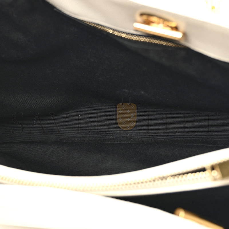 Y*L chevron leather classic monogram shopping tote white 1466144 (33*22*15cm)