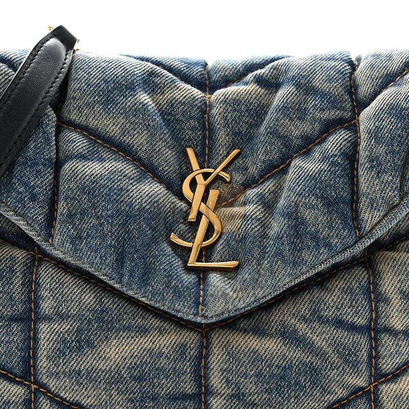 Y*L loulou puffer monogram chain satchel blue black 1525526 (23*15.8*5.8cm)