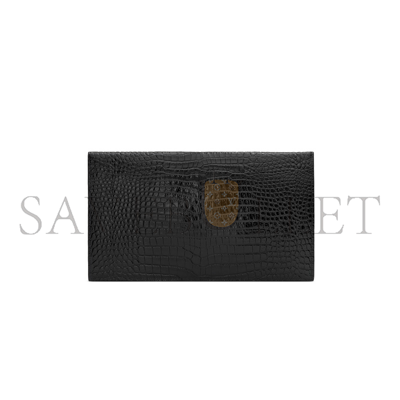 Y*L uptown pouch in crocodile-embossed shiny leather 565739dnd0n1000 (27*16*2cm)
