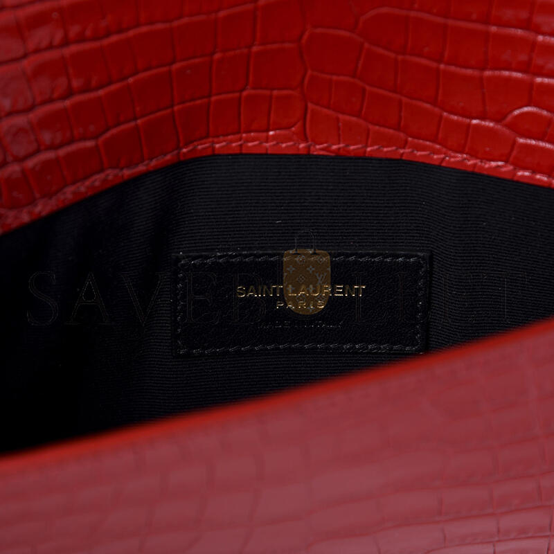 Y*L uptown pouch in crocodile-embossed shiny leather 565739607072 (27*16*2cm)