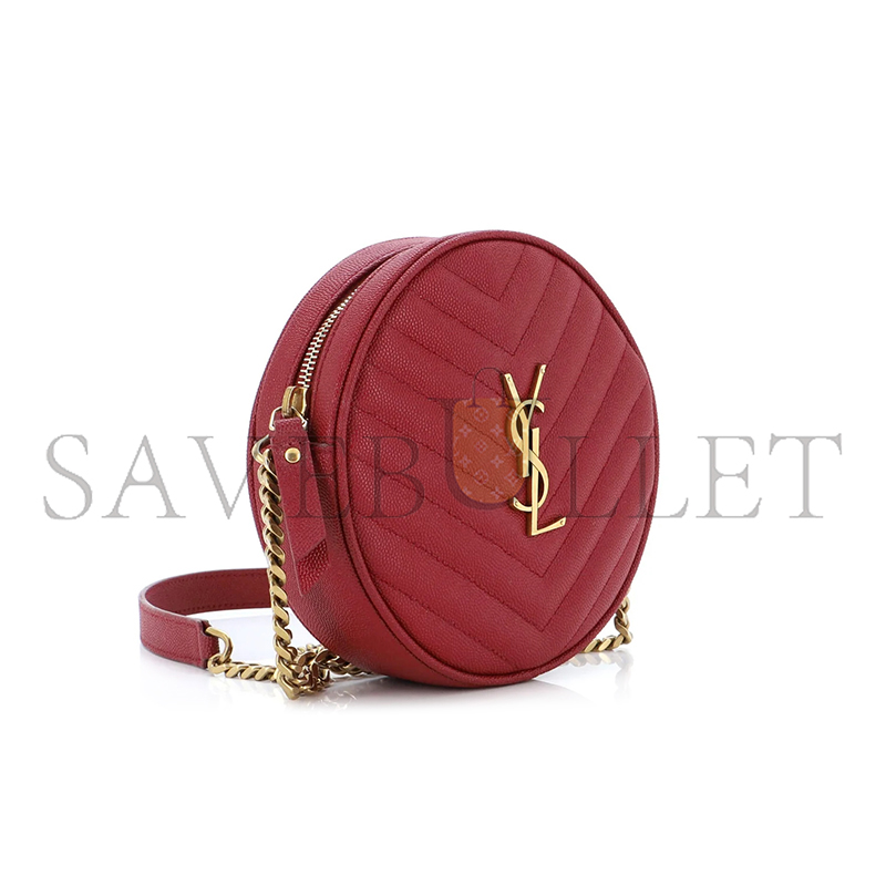 Y*L vinyle round camera bag in chevron-quilted grain de poudre embossed leather 6104361gf076008 (17*17*5.5cm)